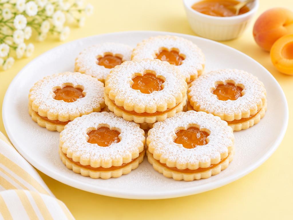 Masleni vanilijevi piškoti z marelično marmelado